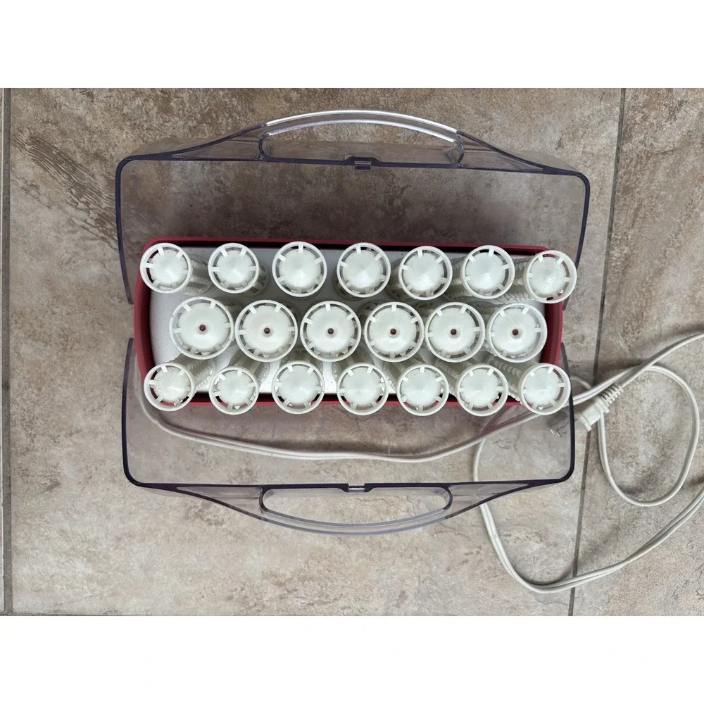 Remington Electric Hot Rollers Set w/ Plastic Carry Case, Red Base White Rollers
